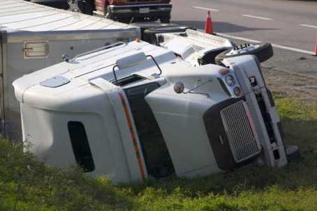 Truck that has rolled over