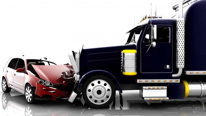 Truck hitting a car