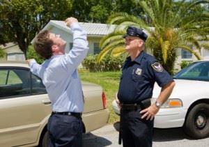 person doing a sobriety test on side of road with cop