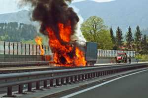 Image of truck on fire